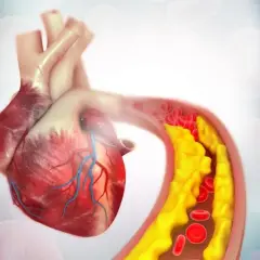 Serce i tętnica z cholesterolem. Wysoki cholesterol nie HDL może prowadzić do zwężenia naczyń.