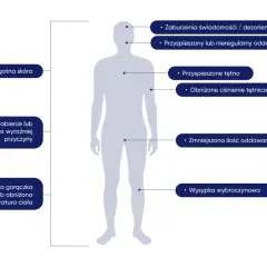 Objawy posocznicy: zimna skóra, zaburzenia świadomości, przyspieszony oddech, osłabienie, wysoka gorączka, wysypka.