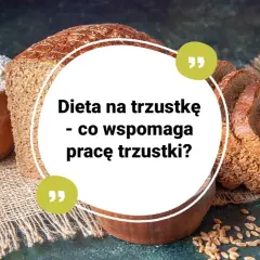 Chleb i mąka na płótnie. Tekst: "Dieta na trzustkę - co wspomaga pracę trzustki?". Zdjęcie sugeruje, że odpowiednia dieta, być może oparta na naturalnych składnikach jak chleb, jest kluczowa dla zdrowia trzustki.