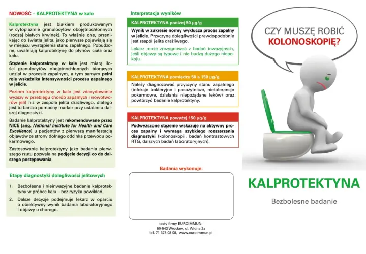 Badanie kalprotektyny w kale: bezbolesny wskaźnik stanu zapalnego jelit, pomocny w diagnostyce i unikaniu kolonoskopii.