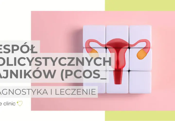 Zrozum, co to PCOS – zespół policystycznych jajników. Grafika przedstawia model narządów rodnych i tekst informacyjny.