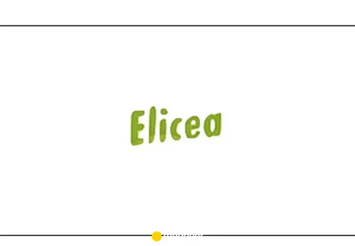 Zielone, stylizowane litery tworzą napis "Elicea".
