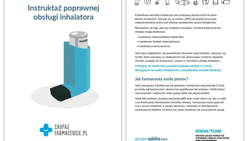 Instrukcja obsługi inhalatora. Właściwe użycie leków wziewnych, jak metotreksat, jest kluczowe dla skuteczności terapii.