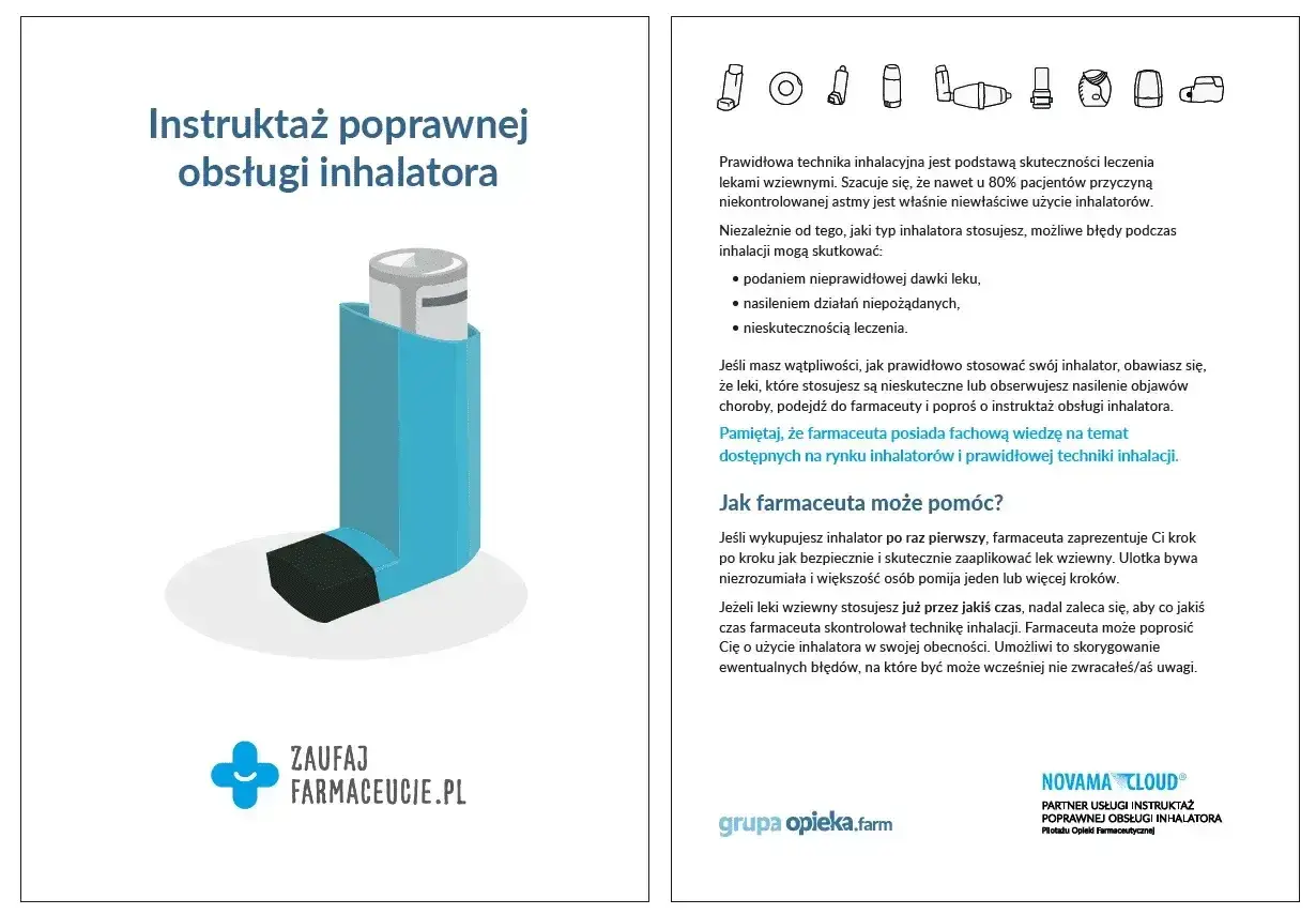 Instrukcja obsługi inhalatora. Właściwe użycie leków wziewnych, jak metotreksat, jest kluczowe dla skuteczności terapii.